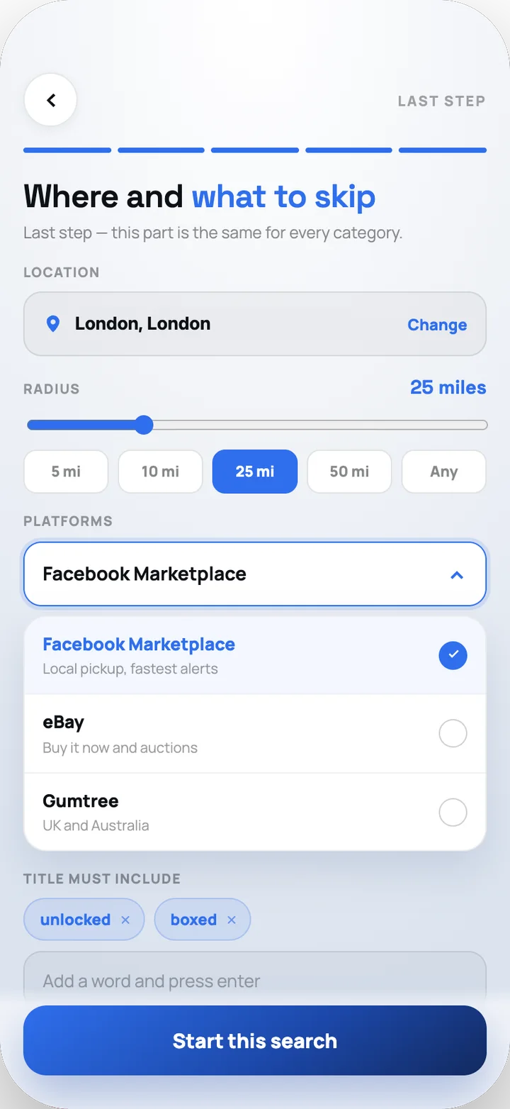 Radius and marketplaces