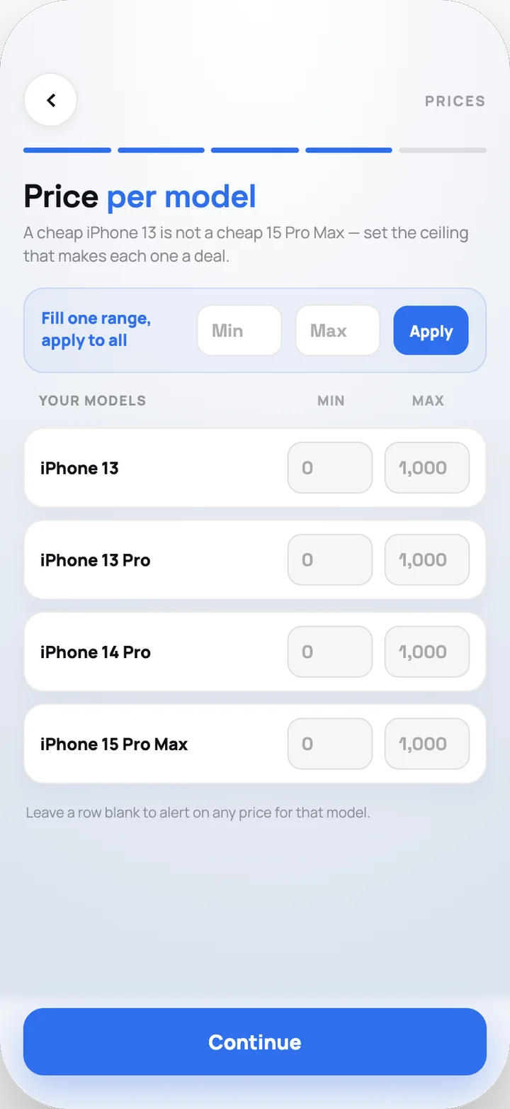 Set a price per model
